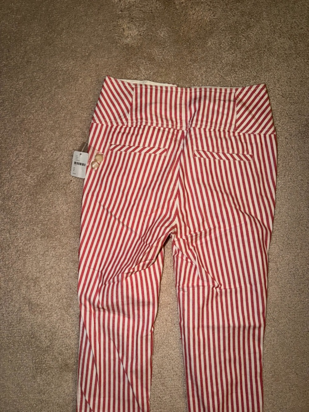 Free People Red and White Striped High-Waist Trousers - Picture 4 of 4